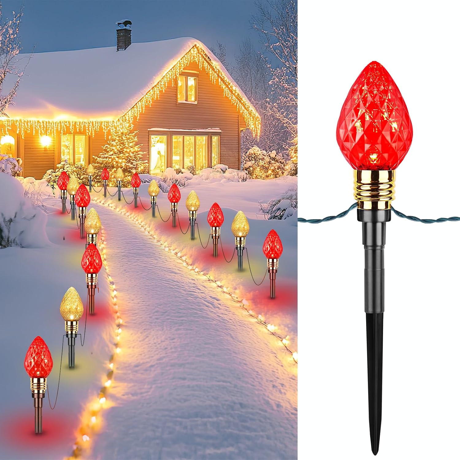 Lighting - Outdoor Christmas Pathway Lights, 2-Pack Strawberry