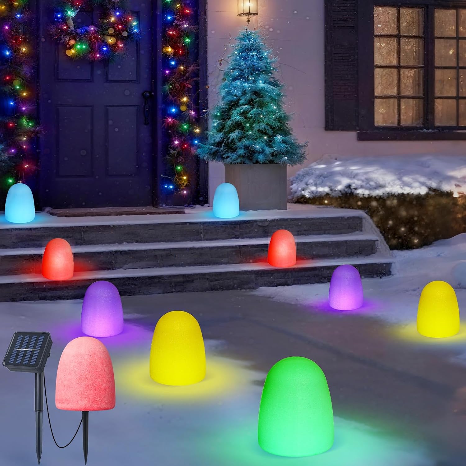 Lighting - Colorful Solar Pathway Lights, 12-Pack 6-Inch