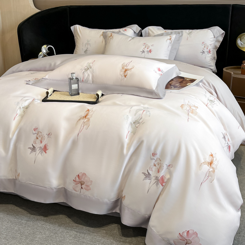 Aesthetic Floral Duvet Cover - Flowers Printing Bedding Set Luxury Lyocell