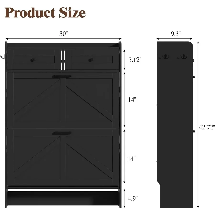 Black Shoe Cabinet with 2 Flip - đánh giá và giá Storage & Organization