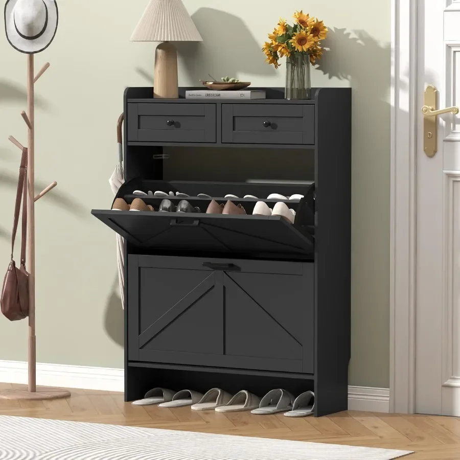 Black Shoe Cabinet with 2 Flip - đánh giá và giá Storage & Organization