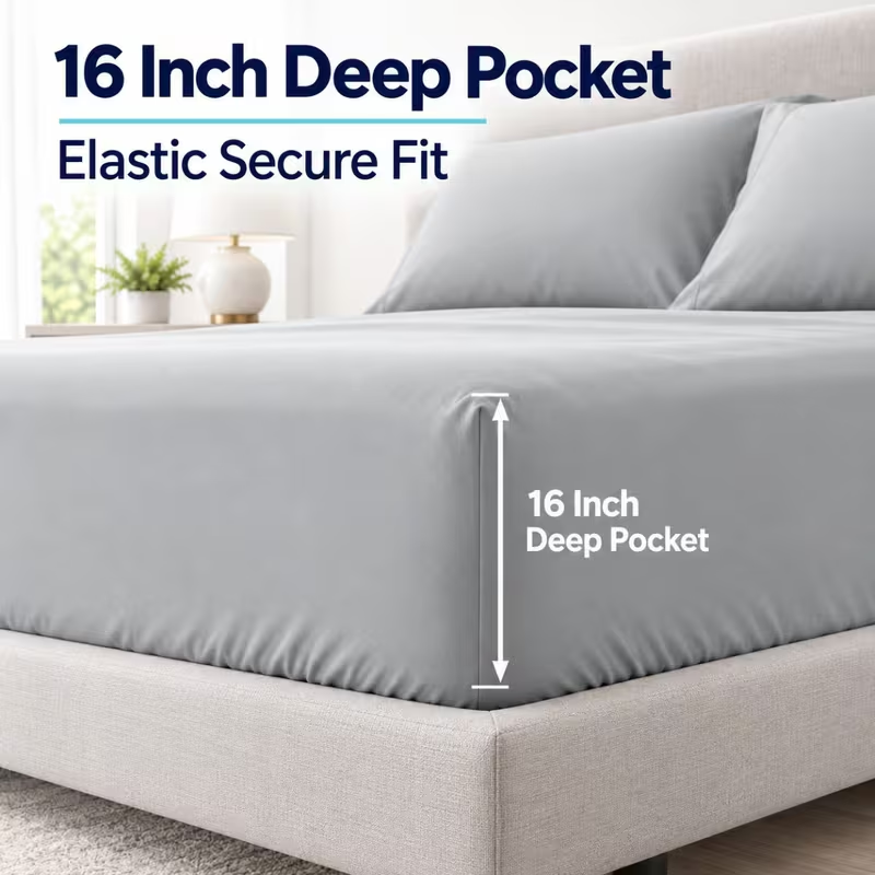 3/4pcs Bed Sheet Set, Soft Bre - đánh giá và giá Fitted Bed Sheets Deep Pocket