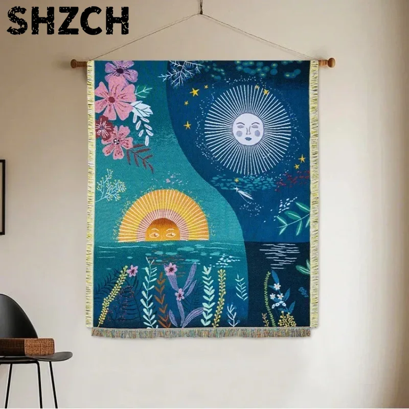 Celestial Sun Moon Woven Tapes - đánh giá và giá Boho Throw Blanket Fringe