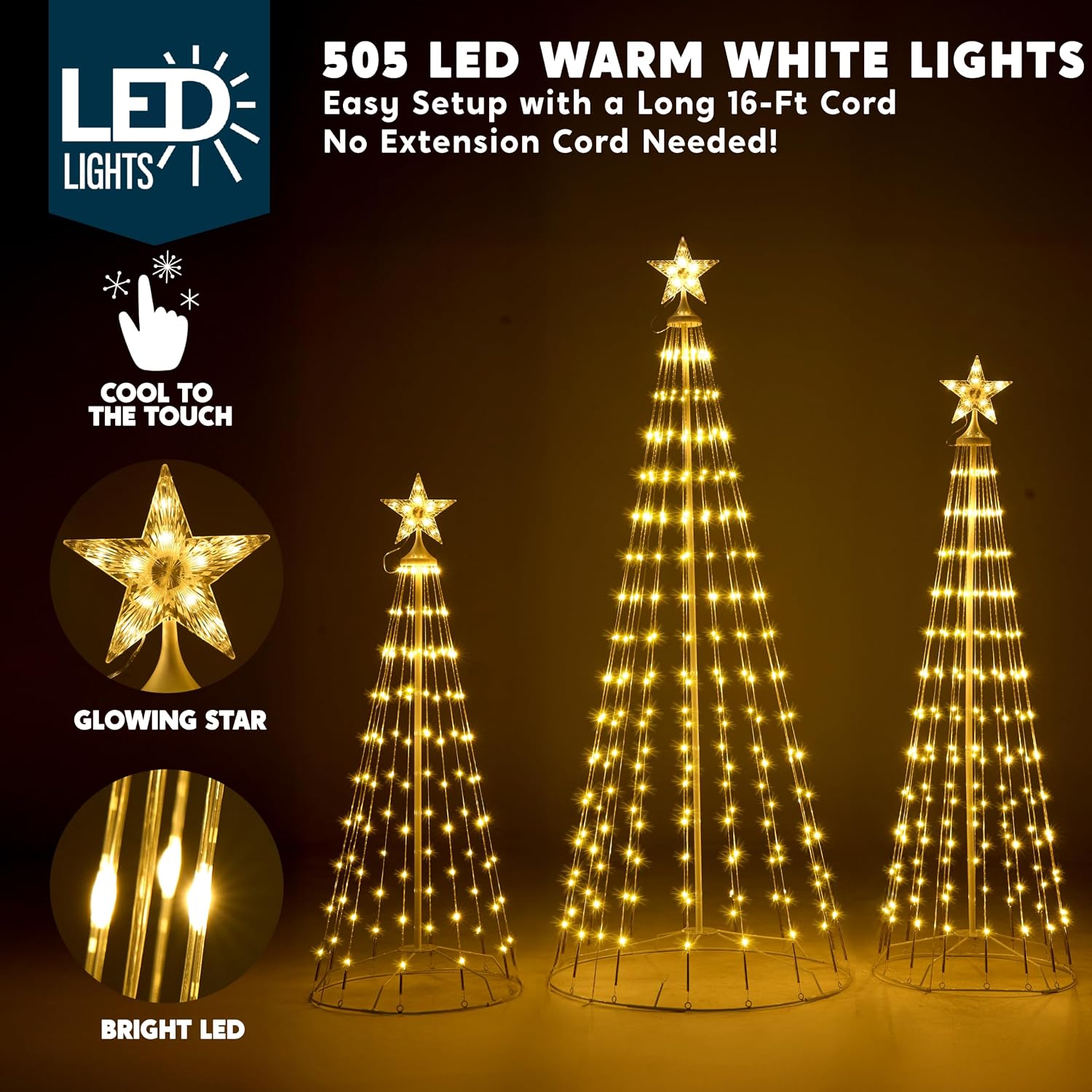 3-Pack LED Christmas Cone Tree - đánh giá và giá Lighting