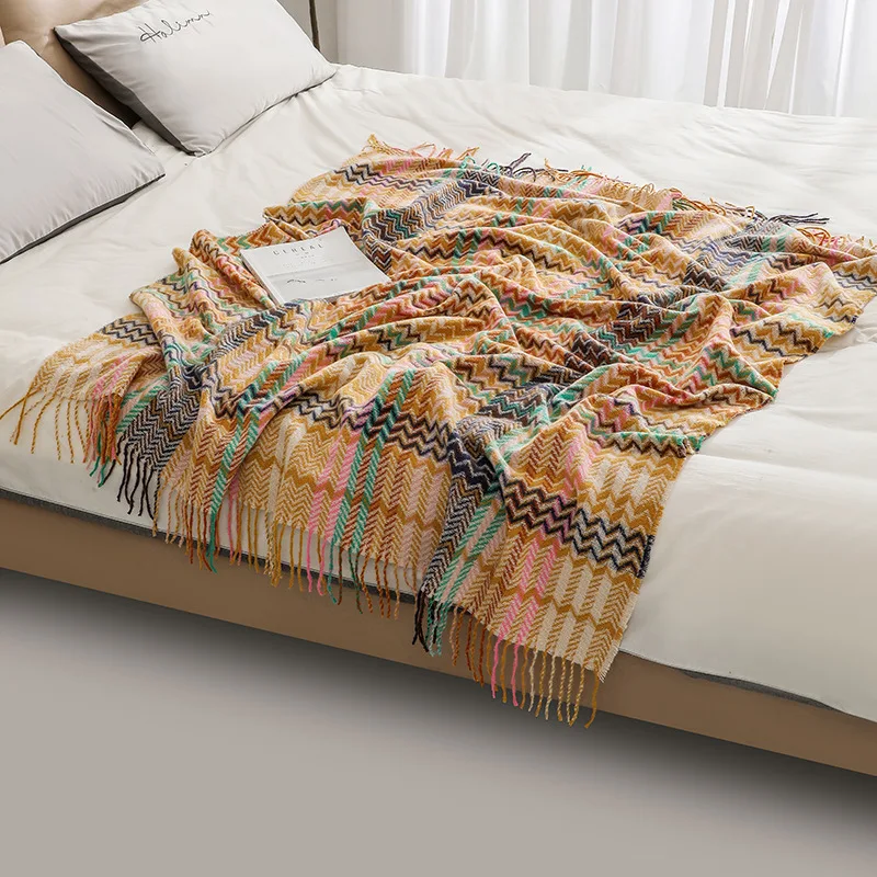 Boho Wave Throw Blanket with T - đánh giá và giá Boho Throw Blanket Fringe